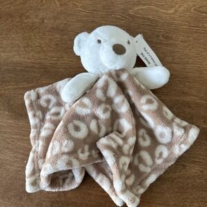 Baby Essentials White Bear Tan Cheetah/Leopard Security Blanket/Lovey